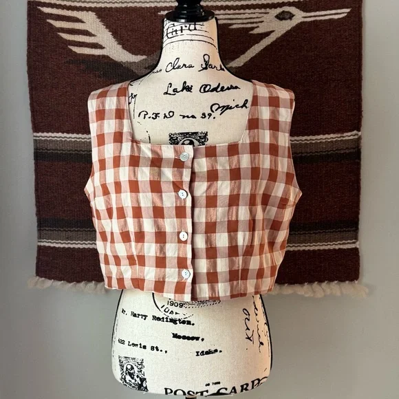 Aniela Parys Sonja Cropped Plaid Blouse Top - Picture 3 of 11